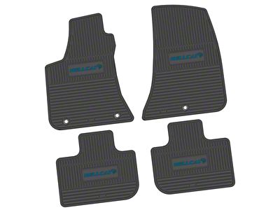 FLEXTREAD Factory Floorpan Fit Custom Vintage Scene Front and Rear Floor Mats with Dark Blue Hellcat Insert; Black (11-23 RWD Charger)