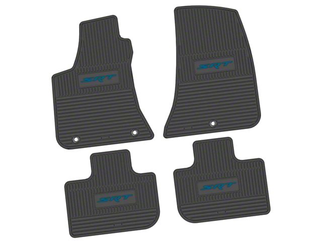 FLEXTREAD Factory Floorpan Fit Custom Vintage Scene Front and Rear Floor Mats with Dark Blue SRT Insert; Black (11-23 RWD Charger)