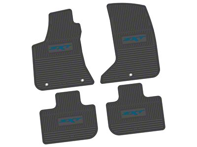 FLEXTREAD Factory Floorpan Fit Custom Vintage Scene Front and Rear Floor Mats with Dark Blue SXT Insert; Black (11-23 AWD Charger)