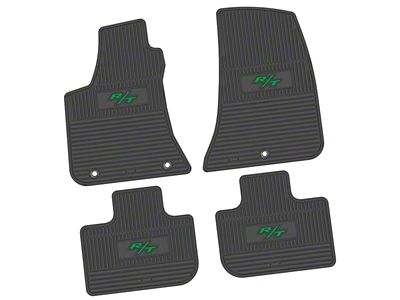 FLEXTREAD Factory Floorpan Fit Custom Vintage Scene Front and Rear Floor Mats with Green 2008 R/T Insert; Black (11-23 RWD Charger)