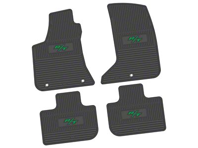 FLEXTREAD Factory Floorpan Fit Custom Vintage Scene Front and Rear Floor Mats with Green 2008 R/T Insert; Black (11-23 AWD Charger)
