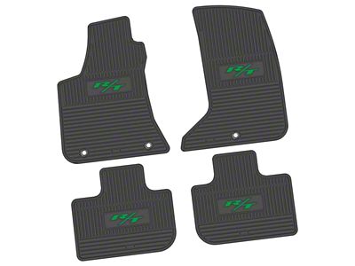 FLEXTREAD Factory Floorpan Fit Custom Vintage Scene Front and Rear Floor Mats with Green 2015 R/T Insert; Black (11-23 AWD Charger)