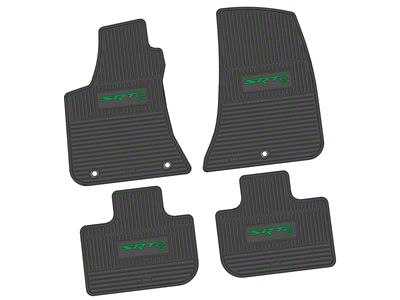 FLEXTREAD Factory Floorpan Fit Custom Vintage Scene Front and Rear Floor Mats with Green SRT Hellcat Insert; Black (11-23 RWD Charger)