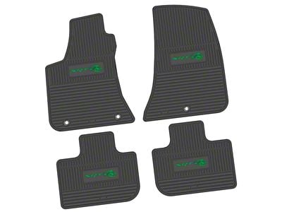 FLEXTREAD Factory Floorpan Fit Custom Vintage Scene Front and Rear Floor Mats with Green SRT Superbee Insert; Black (11-23 RWD Charger)
