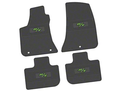 FLEXTREAD Factory Floorpan Fit Custom Vintage Scene Front and Rear Floor Mats with Lime 2008 R/T Insert; Black (11-23 RWD Charger)