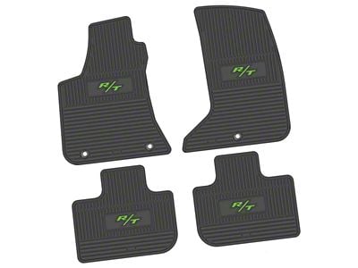 FLEXTREAD Factory Floorpan Fit Custom Vintage Scene Front and Rear Floor Mats with Lime 2008 R/T Insert; Black (11-23 AWD Charger)