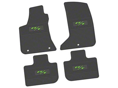 FLEXTREAD Factory Floorpan Fit Custom Vintage Scene Front and Rear Floor Mats with Lime 2015 R/T Insert; Black (11-23 AWD Charger)