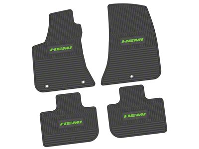 FLEXTREAD Factory Floorpan Fit Custom Vintage Scene Front and Rear Floor Mats with Lime HEMI Insert; Black (11-23 RWD Charger)