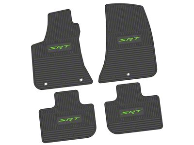 FLEXTREAD Factory Floorpan Fit Custom Vintage Scene Front and Rear Floor Mats with Lime SRT Insert; Black (11-23 RWD Charger)