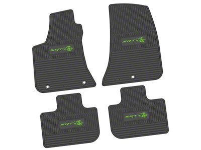 FLEXTREAD Factory Floorpan Fit Custom Vintage Scene Front and Rear Floor Mats with Lime SRT Superbee Insert; Black (11-23 RWD Charger)