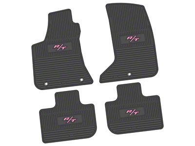 FLEXTREAD Factory Floorpan Fit Custom Vintage Scene Front and Rear Floor Mats with Pink 2008 R/T Insert; Black (11-23 AWD Charger)