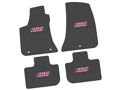 FLEXTREAD Factory Floorpan Fit Custom Vintage Scene Front and Rear Floor Mats with Pink 392 HEMI Insert; Black (11-23 RWD Charger)