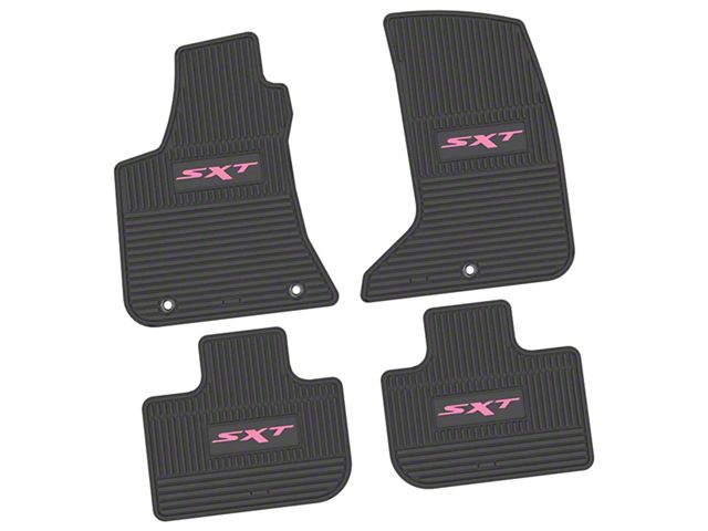 FLEXTREAD Factory Floorpan Fit Custom Vintage Scene Front and Rear Floor Mats with Pink SXT Insert; Black (11-23 AWD Charger)
