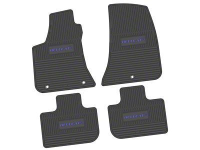 FLEXTREAD Factory Floorpan Fit Custom Vintage Scene Front and Rear Floor Mats with Purple Hellcat Insert; Black (11-23 RWD Charger)