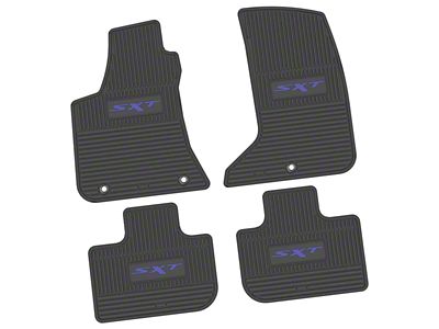 FLEXTREAD Factory Floorpan Fit Custom Vintage Scene Front and Rear Floor Mats with Purple SXT Insert; Black (11-23 AWD Charger)