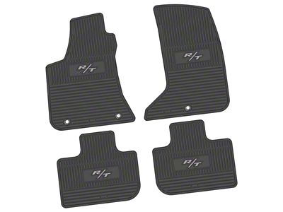 FLEXTREAD Factory Floorpan Fit Custom Vintage Scene Front and Rear Floor Mats with Silver 2008 R/T Insert; Black (11-23 AWD Charger)