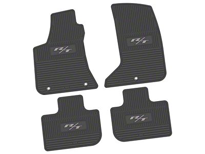 FLEXTREAD Factory Floorpan Fit Custom Vintage Scene Front and Rear Floor Mats with Silver 2015 R/T Insert; Black (11-23 AWD Charger)