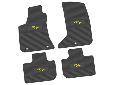 FLEXTREAD Factory Floorpan Fit Custom Vintage Scene Front and Rear Floor Mats with Yellow 2008 R/T Insert; Black (11-23 AWD Charger)