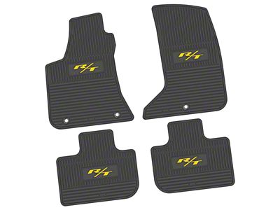 FLEXTREAD Factory Floorpan Fit Custom Vintage Scene Front and Rear Floor Mats with Yellow 2015 R/T Insert; Black (11-23 AWD Charger)