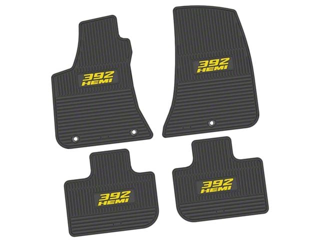 FLEXTREAD Factory Floorpan Fit Custom Vintage Scene Front and Rear Floor Mats with Yellow 392 HEMI Insert; Black (11-23 RWD Charger)