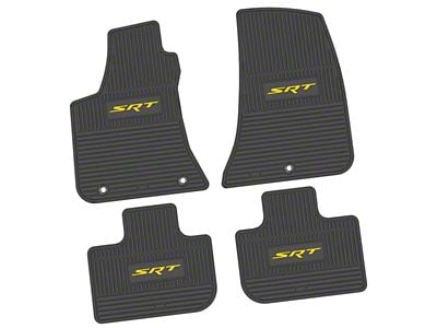 FLEXTREAD Factory Floorpan Fit Custom Vintage Scene Front and Rear Floor Mats with Yellow SRT Insert; Black (11-23 RWD Charger)