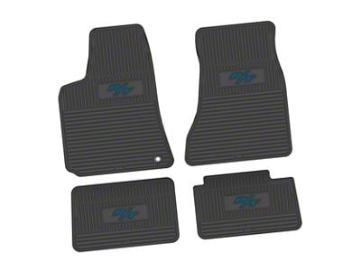 FLEXTREAD Factory Floorpan Fit Custom Vintage Scene Front and Rear Floor Mats with Dark Blue R/T Insert; Black (06-10 RWD Charger)