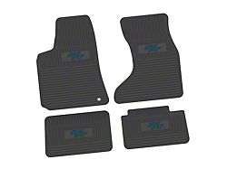 FLEXTREAD Factory Floorpan Fit Custom Vintage Scene Front and Rear Floor Mats with Dark Blue R/T Insert; Black (07-10 AWD Charger)
