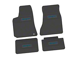 FLEXTREAD Factory Floorpan Fit Custom Vintage Scene Front and Rear Floor Mats with Dark Blue SRT Insert; Black (06-10 RWD Charger)