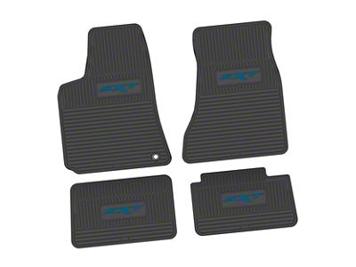 FLEXTREAD Factory Floorpan Fit Custom Vintage Scene Front and Rear Floor Mats with Dark Blue SXT Insert; Black (06-10 RWD Charger)