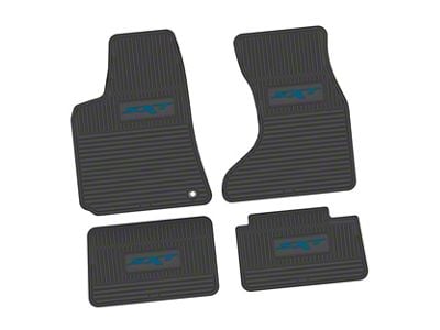 FLEXTREAD Factory Floorpan Fit Custom Vintage Scene Front and Rear Floor Mats with Dark Blue SXT Insert; Black (07-10 AWD Charger)