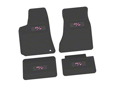 FLEXTREAD Factory Floorpan Fit Custom Vintage Scene Front and Rear Floor Mats with Pink R/T Insert; Black (06-10 RWD Charger)