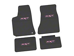 FLEXTREAD Factory Floorpan Fit Custom Vintage Scene Front and Rear Floor Mats with Pink SXT Insert; Black (06-10 RWD Charger)
