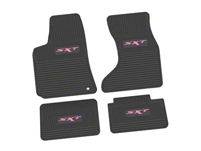 FLEXTREAD Factory Floorpan Fit Custom Vintage Scene Front and Rear Floor Mats with Pink SXT Insert; Black (07-10 AWD Charger)