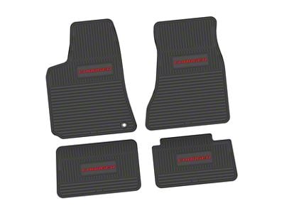 FLEXTREAD Factory Floorpan Fit Custom Vintage Scene Front and Rear Floor Mats with Red Charger Insert; Black (06-10 RWD Charger)