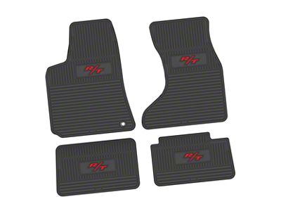 Factory Floorpan Fit Custom Vintage Scene Front and Rear Floor Mats with Red R/T Insert; Black (07-10 AWD Charger)