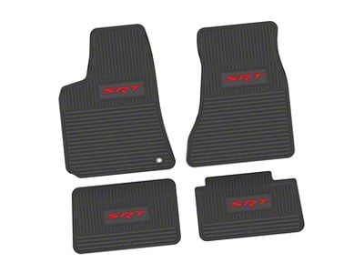 FLEXTREAD Factory Floorpan Fit Custom Vintage Scene Front and Rear Floor Mats with Red SRT Insert; Black (06-10 RWD Charger)