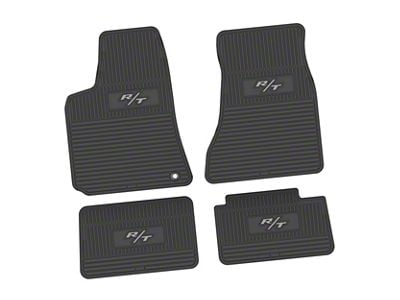 FLEXTREAD Factory Floorpan Fit Custom Vintage Scene Front and Rear Floor Mats with Silver R/T Insert; Black (06-10 RWD Charger)