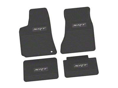 FLEXTREAD Factory Floorpan Fit Custom Vintage Scene Front and Rear Floor Mats with Silver SRT Insert; Black (06-10 RWD Charger)