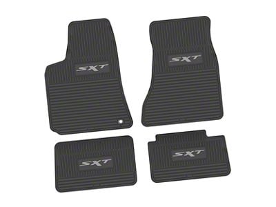 FLEXTREAD Factory Floorpan Fit Custom Vintage Scene Front and Rear Floor Mats with Silver SXT Insert; Black (06-10 RWD Charger)