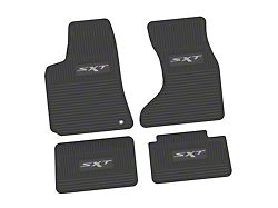 FLEXTREAD Factory Floorpan Fit Custom Vintage Scene Front and Rear Floor Mats with Silver SXT Insert; Black (07-10 AWD Charger)