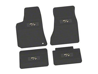 FLEXTREAD Factory Floorpan Fit Custom Vintage Scene Front and Rear Floor Mats with Tan R/T Insert; Black (06-10 RWD Charger)