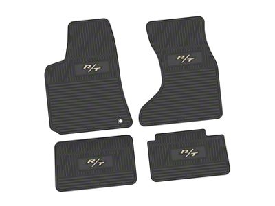 FLEXTREAD Factory Floorpan Fit Custom Vintage Scene Front and Rear Floor Mats with Tan R/T Insert; Black (07-10 AWD Charger)