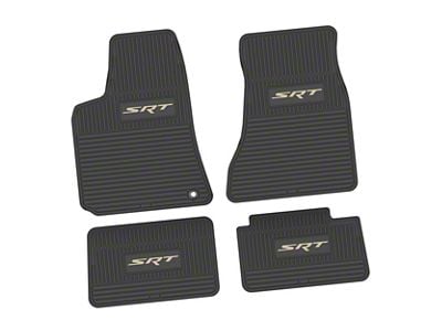 FLEXTREAD Factory Floorpan Fit Custom Vintage Scene Front and Rear Floor Mats with Tan SRT Insert; Black (06-10 RWD Charger)