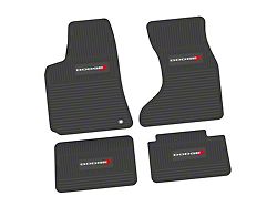 FLEXTREAD Factory Floorpan Fit Custom Vintage Scene Front and Rear Floor Mats with White Dodge and Red Stripe Insert; Black (07-10 AWD Charger)