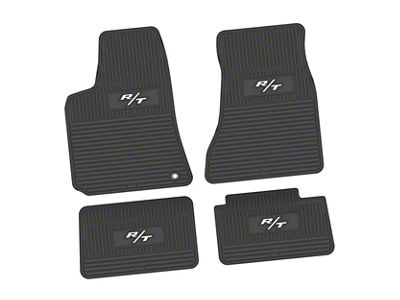 FLEXTREAD Factory Floorpan Fit Custom Vintage Scene Front and Rear Floor Mats with White R/T Insert; Black (06-10 RWD Charger)