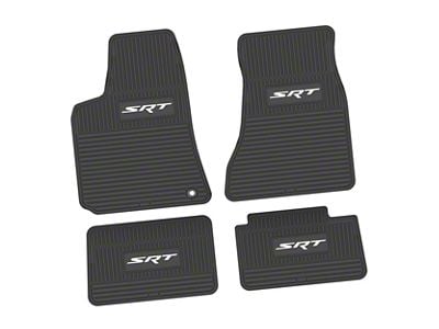 Factory Floorpan Fit Custom Vintage Scene Front and Rear Floor Mats with White SRT Insert; Black (06-10 RWD Charger)