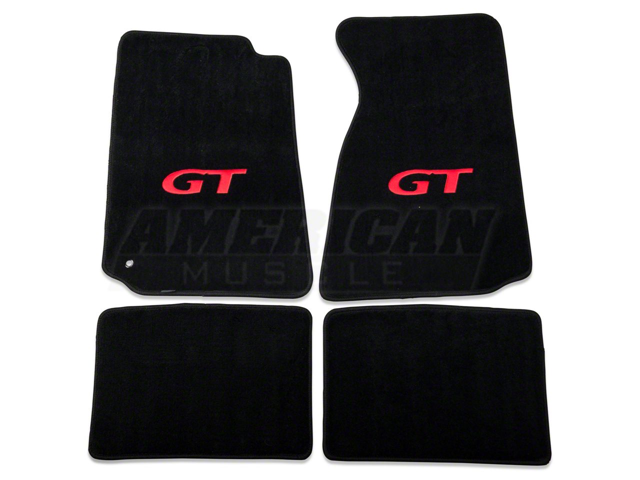 Lloyd Mustang Front and Rear Floor Mats with Red GT Logo; Black 12161 ...