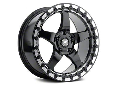 Forgestar D5 Beadlock Gloss Black Machined Wheel; Rear Only; 15x10 (06-10 RWD Charger)