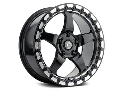 Forgestar D5 Beadlock Gloss Black Machined Wheel; Rear Only; 15x10 (11-23 RWD Charger, Excluding Widebody)