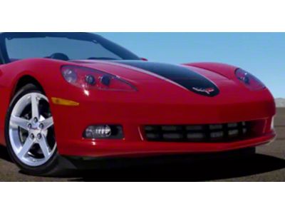 GM Hood Racing Stripe Decal; Black with Silver Accent (05-13 Corvette C6 Coupe)